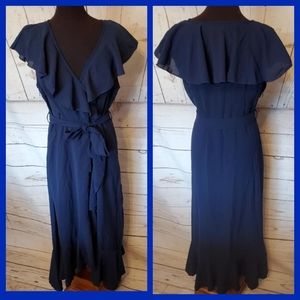 Kara and Kate ruffled chiffon sleeveless dress navy size XL
